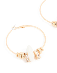 Gold & Diamante Mixed Rondell Hoop Earrings - link has visual effect only