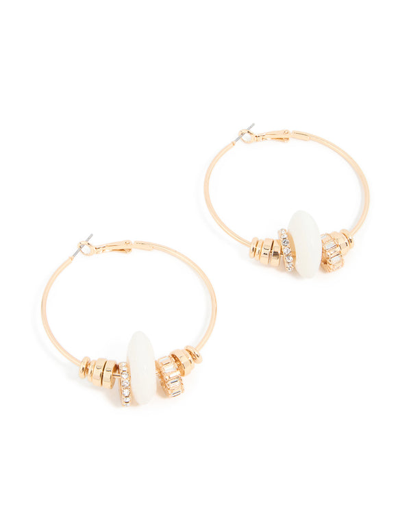 Gold & Diamante Mixed Rondell Hoop Earrings