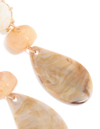 Gold Neutral Stones Trio Drop Earrings - link has visual effect only