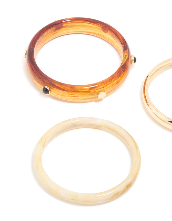 Gold & Brown Acrylic Bangles 3-Pack