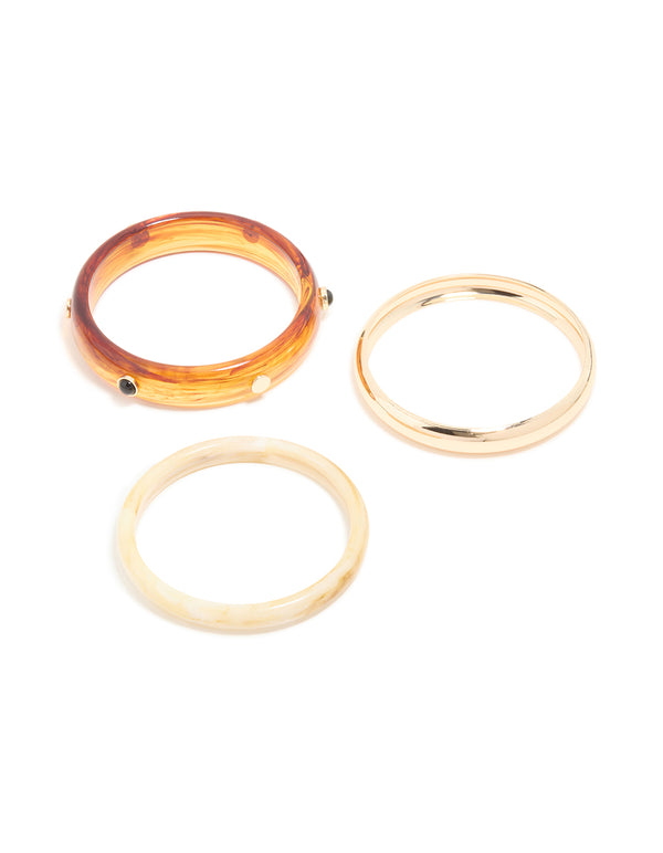Gold & Brown Acrylic Bangles 3-Pack
