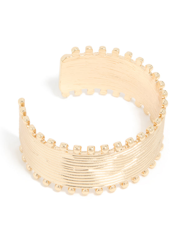 Gold Textured Ball Edge Wrist Cuff