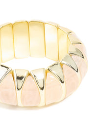 Gold Pink Marble Stone Stretch Bracelet - link has visual effect only