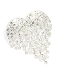 Silver Diamante Fringe Heart Brooch - link has visual effect only
