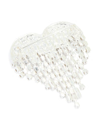 Silver Diamante Fringe Heart Brooch - link has visual effect only