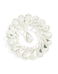 Silver Circular Diamante Drop Brooch - link has visual effect only