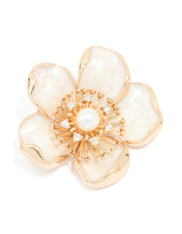Gold Enamel Large Floral Brooch - link has visual effect only