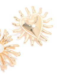 Gold Heart & Flower Brooches 2-Pack - link has visual effect only