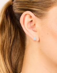 Sterling Silver Cubic Zirconia Pear Stud Earrings - link has visual effect only