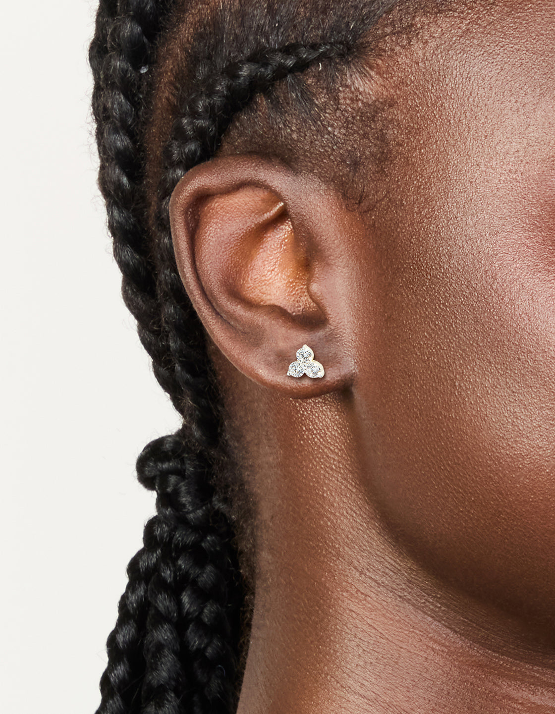 Sterling Silver Cubic Zirconia Trio Stud Earrings