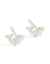 Sterling Silver Cubic Zirconia Whale Stud Earrings - link has visual effect only