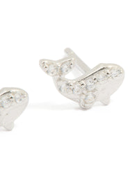 Sterling Silver Cubic Zirconia Whale Stud Earrings - link has visual effect only