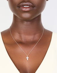Sterling Silver Cubic Zirconia Cross Pendant Necklace - link has visual effect only