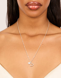 Sterling Silver Cubic Zirconia Double Heart Necklace - link has visual effect only
