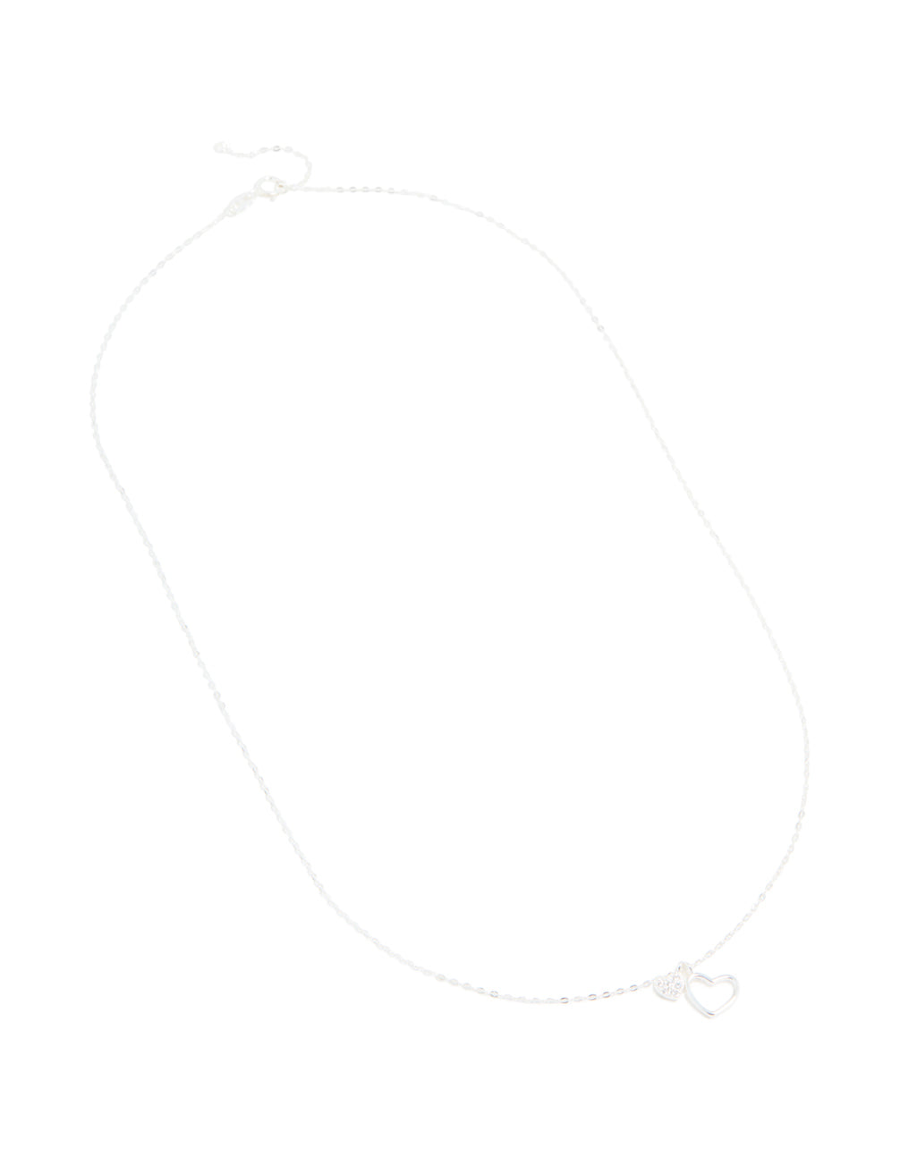 Sterling Silver Cubic Zirconia Double Heart Necklace