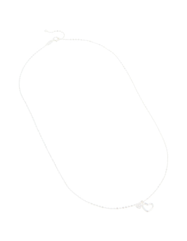 Sterling Silver Cubic Zirconia Double Heart Necklace