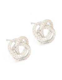 Silver Diamante Knot Stud Earrings - link has visual effect only