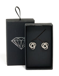 Silver Diamante Knot Stud Earrings - link has visual effect only