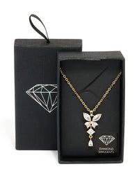 Gold Diamante Butterfly Drop Necklace - link has visual effect only