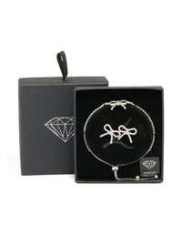 Silver Diamante Bow Toggle Bracelet & Earrings Set - link has visual effect only