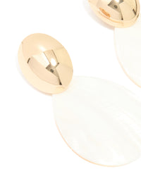 Gold Genuine Shell Oval Drop Earrings - link has visual effect only
