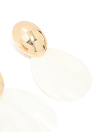Gold Genuine Shell Oval Drop Earrings - link has visual effect only