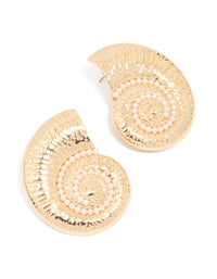 Gold Pearl Swirl Shell Earrings - link has visual effect only