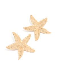 Gold Starfish Stud Earrings - link has visual effect only