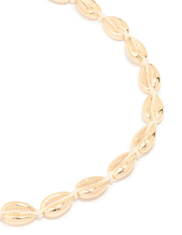 Gold Cowry Shell Short Necklace