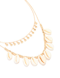 Gold Genuine Cowry Shell Dainty Layered Necklace - link has visual effect only