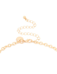 Gold Pearl Molten Link Disc Necklace - link has visual effect only