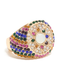 Gold Rainbow Diamante Chunky Star Ring - link has visual effect only