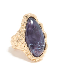 Gold Textured Purple Jewel Ring - link has visual effect only