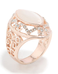 Rose Gold Pink Rhinestone Oval Ring - link has visual effect only