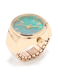 Gold Statement Blue Watch Ring - link has visual effect only
