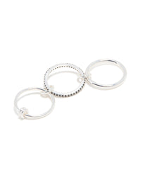 Silver Plated Black Cubic Zirconia Stacked Rondell Ring - link has visual effect only