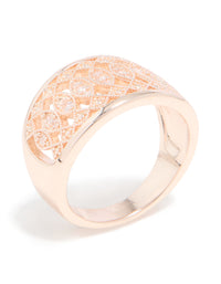 Rose Gold Cubic Zirconia Oval Cluster Embellished Ring - link has visual effect only