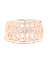 Rose Gold Cubic Zirconia Oval Cluster Embellished Ring - link has visual effect only