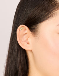 Gold Plated Sterling Silver Cubic Zirconia Marquise Drop Single Flat Back Stud - link has visual effect only