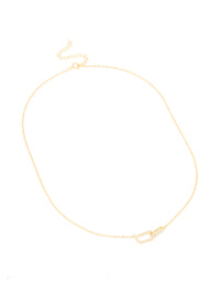 Gold Plated Sterling Silver Cubic Zirconia Oval Link Necklace - link has visual effect only