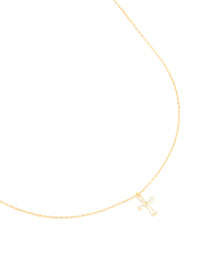 Gold Plated Sterling Silver Cubic Zirconia Cross Necklace - link has visual effect only