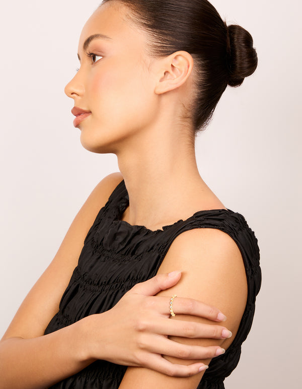 Gold Plated Sterling Silver Cubic Zirconia Half Eternity Ring