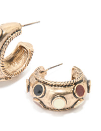 Antique Gold Enamel Circles Hoop Earrings - link has visual effect only
