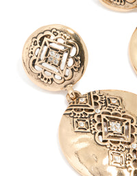 Gold Diamante Round Drop Earrings - link has visual effect only