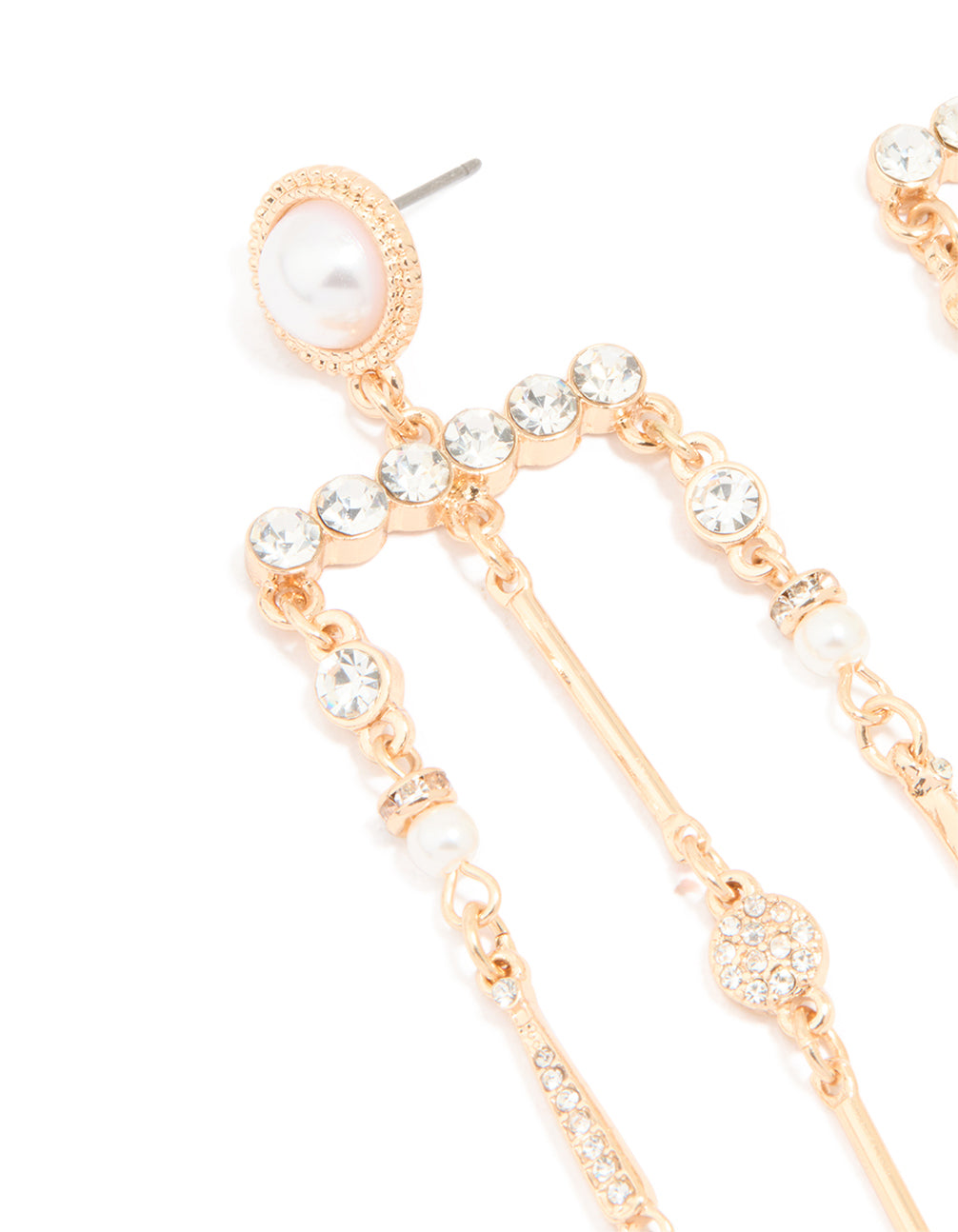 Gold Pearl & Diamante Mobile Earrings