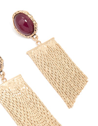 Gold Red Stone Fountain Drop Earrings - link has visual effect only