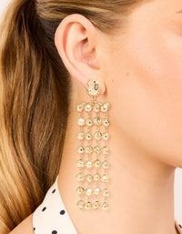 Gold Long Layered Rounded Drop Earrings - link has visual effect only