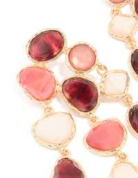 Gold Multicoloured Resin Marble Stone Drop Earrings - link has visual effect only