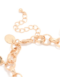 Gold Beaded & Heart Charm Bracelet - link has visual effect only