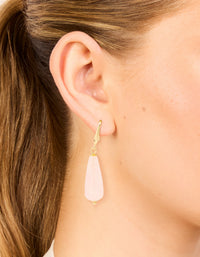 Gold Plated Rose Quartz Sleek Drop Earrings - link has visual effect only